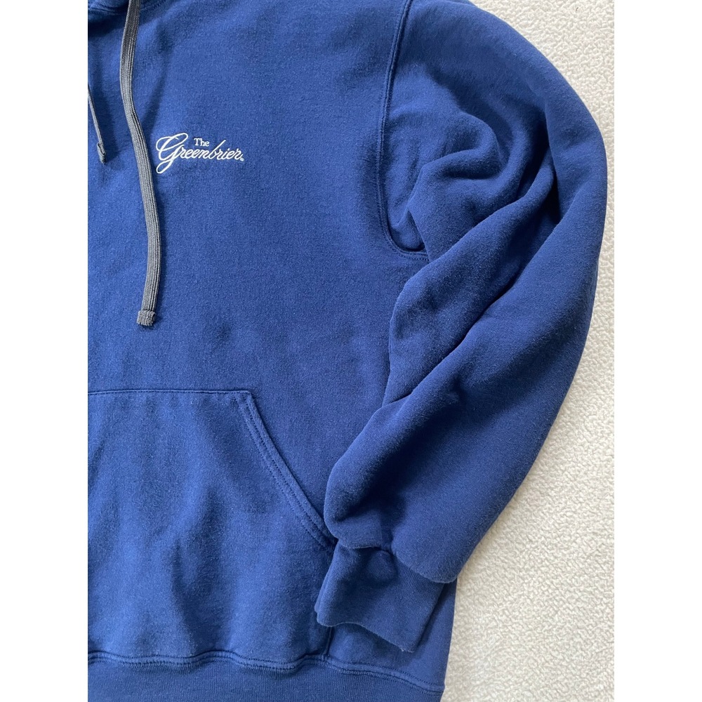 The Greenbrier Resort WV Mens Large Hoodie Blue Embroidered Fleece Sweatshirt - Picture 7 of 12